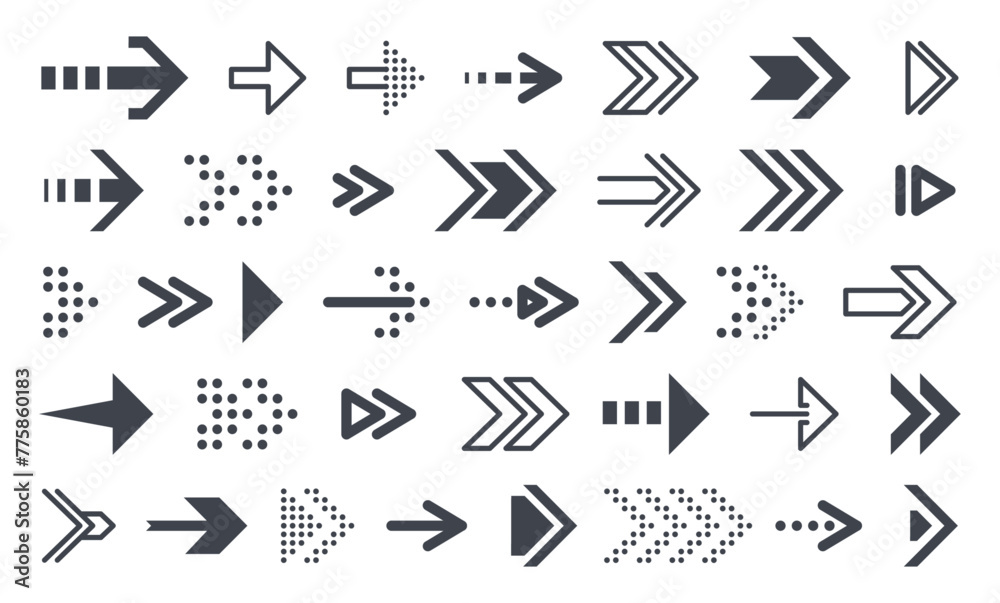 Set different arrows or web design. Arrow flat style isolated on white background - stock vector PNG. Set different arrows or web design. Arrow flat style isolated on white background - stock vector PNG.