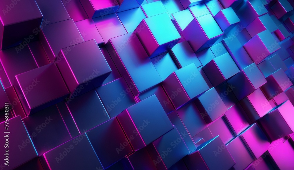 Abstract background with cubes in blue and purple colors Abstract background with cubes in blue and purple colors