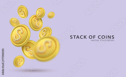 3D Token Coin Icons vector banner