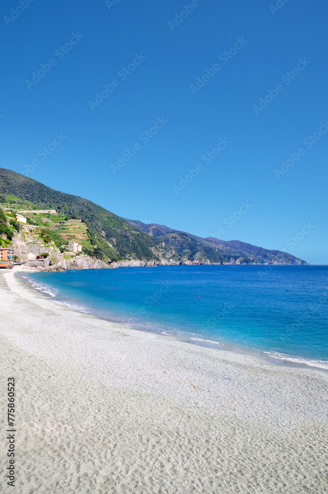 Beach of Monterosso al Mare in Cinque Terre,italian Riviera,Liguria,mediterranean Sea,Italy
