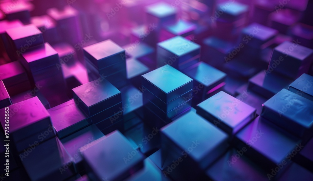 Abstract background with cubes in blue and purple colors Abstract background with cubes in blue and purple colors