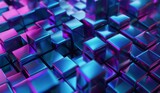Abstract background with cubes in blue and purple colors