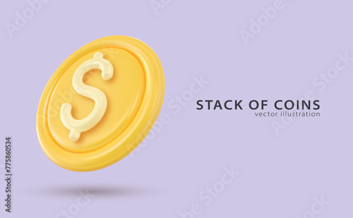 3D Token Coin Icons vector banner