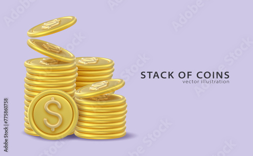 3D Token Coin Icons vector banner