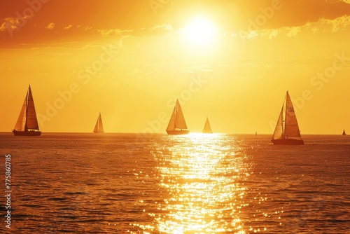 Golden Hour Sailing on Calm Seas