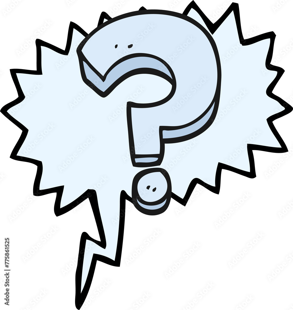 freehand drawn speech bubble cartoon question mark