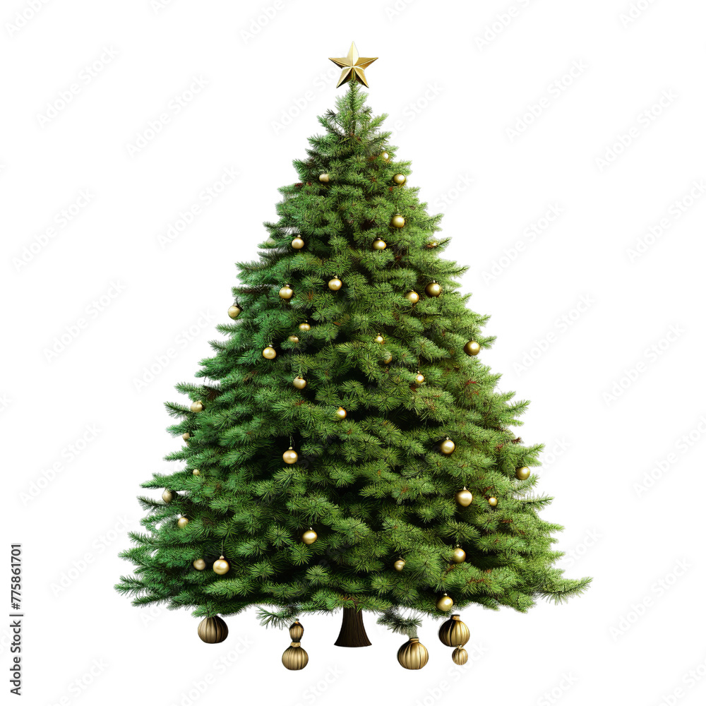 a Christmas Tree Beautiful christmas tree, Isolated on transparent PNG background, Generative ai