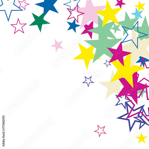Object fountain organized from random sparcle star pictographs as fireworks.