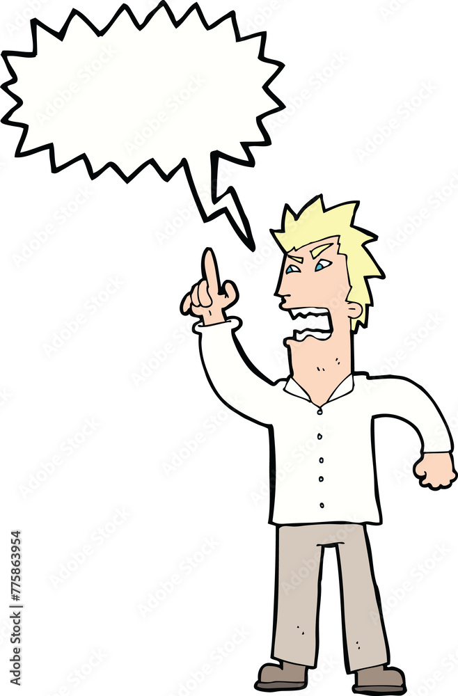 cartoon angry man making point with speech bubble cartoon angry man making point with speech bubble