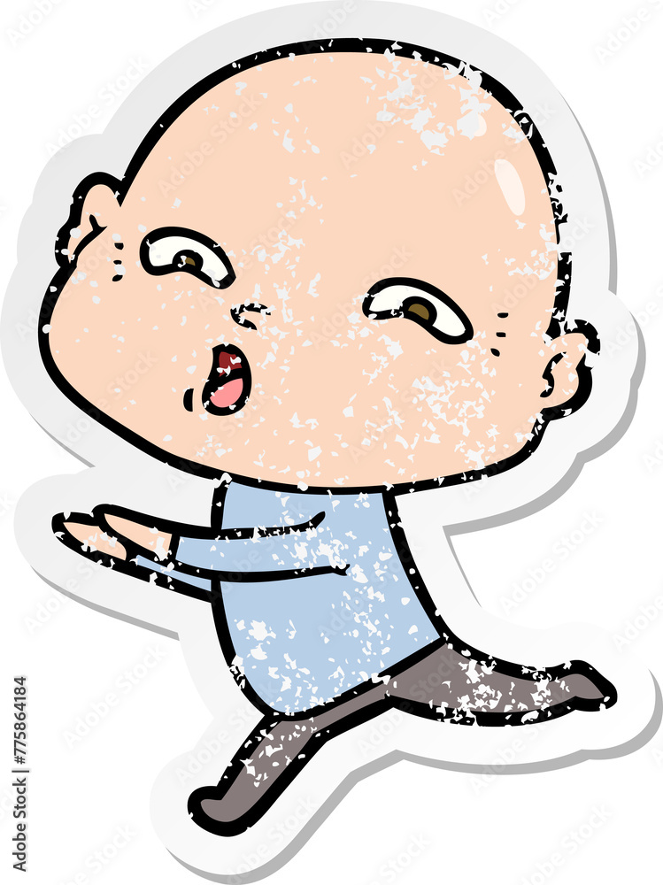 Obraz premium distressed sticker of a cartoon nervous man