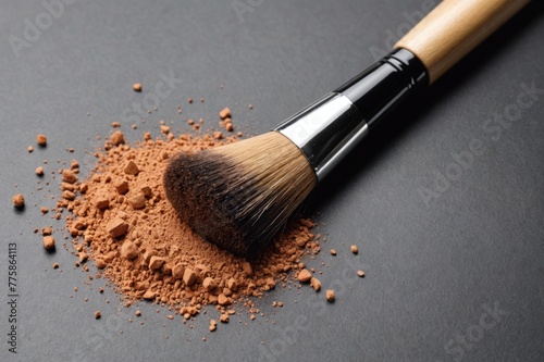 Make-up brush with powder explosion photo
