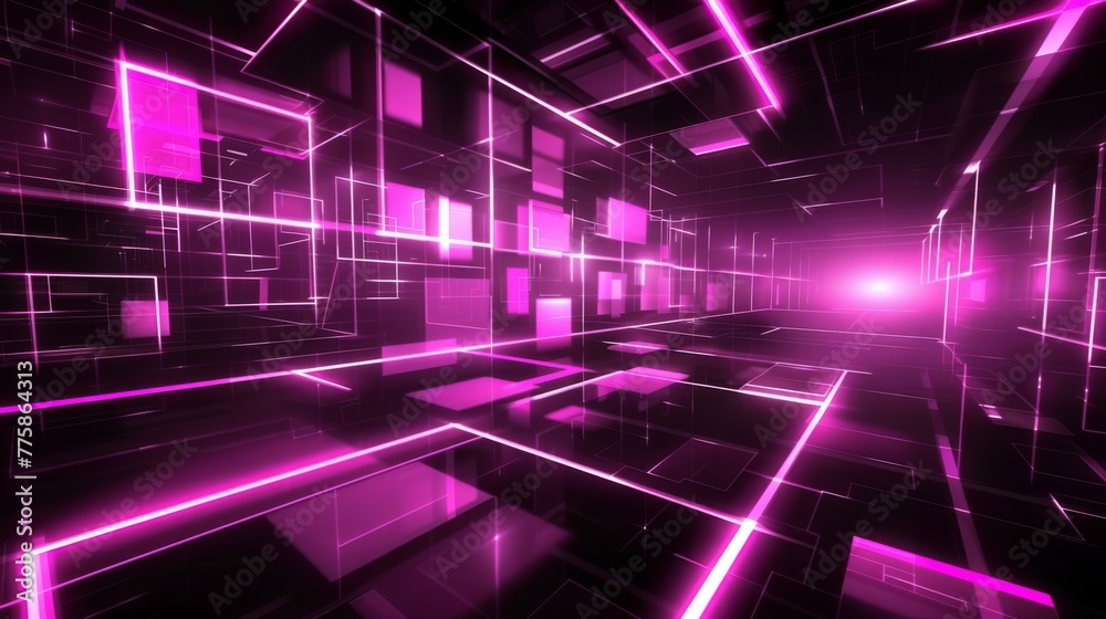 abstract purple pink neon light squares tunnel technology background abstract purple pink neon light squares tunnel technology background