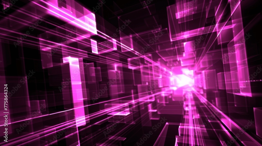 abstract purple pink neon light squares tunnel technology background abstract purple pink neon light squares tunnel technology background