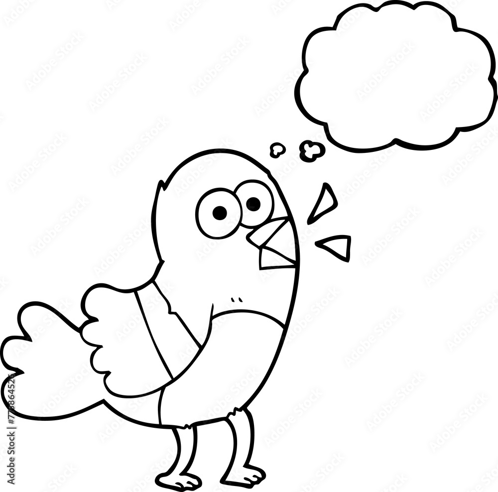 Obraz premium freehand drawn thought bubble cartoon bird