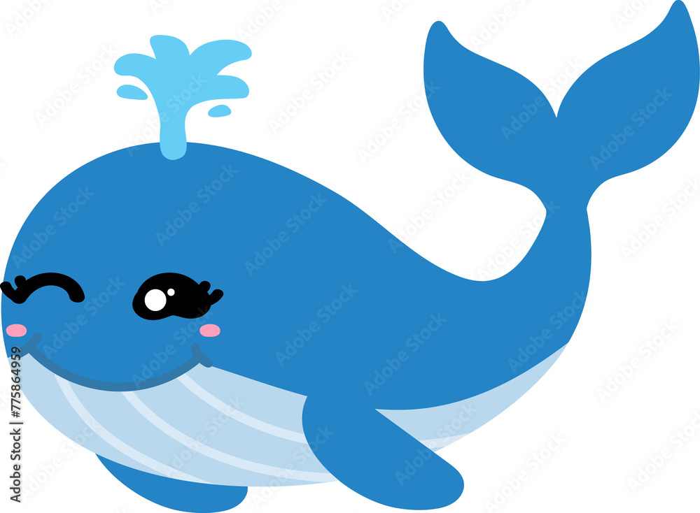cute whale cartoon, sea animal