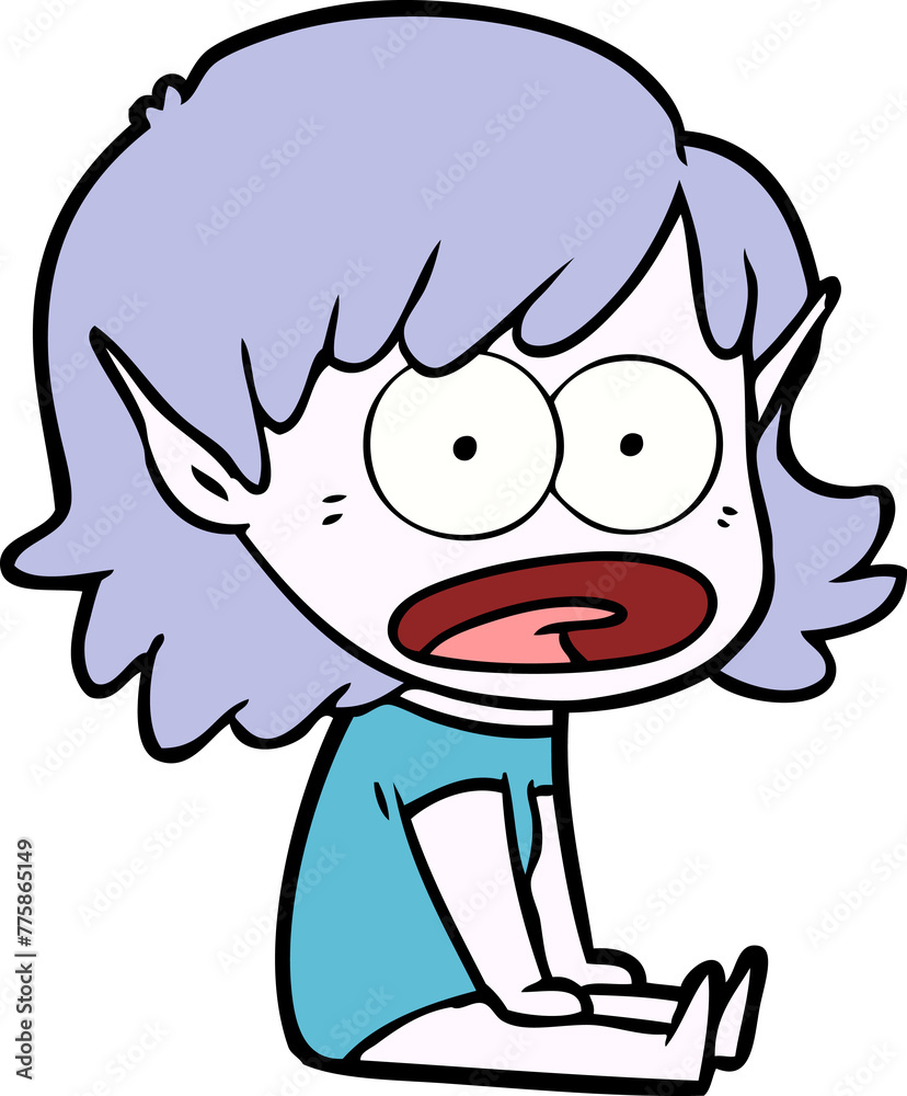 cartoon shocked elf girl cartoon shocked elf girl
