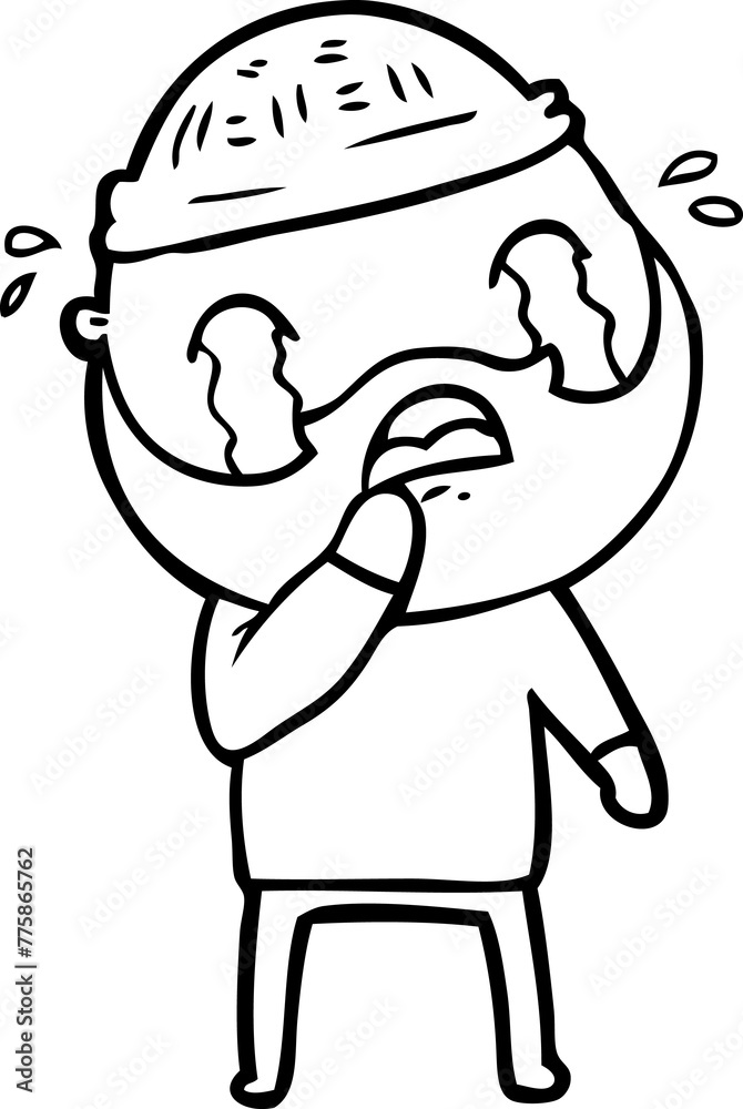 cartoon bearded man crying