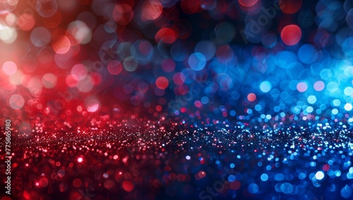 Abstract Bokeh Lights with Red and Blue Gradient, Festive Mood