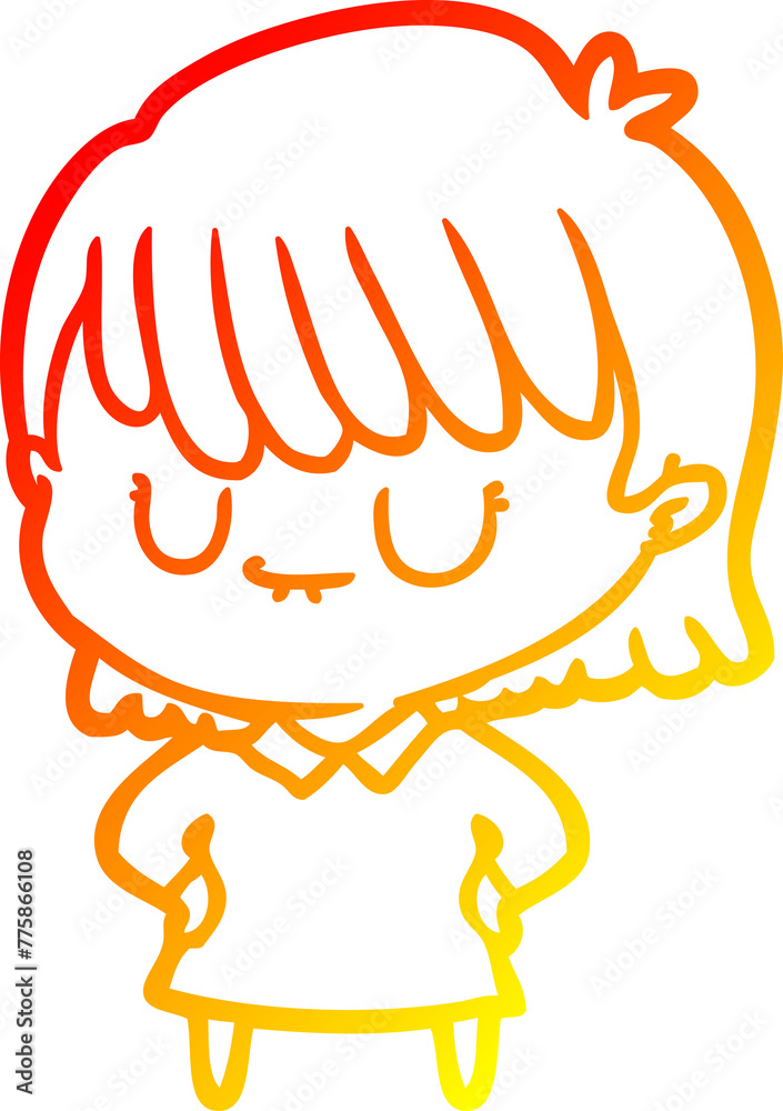 warm gradient line drawing of a cartoon woman warm gradient line drawing of a cartoon woman