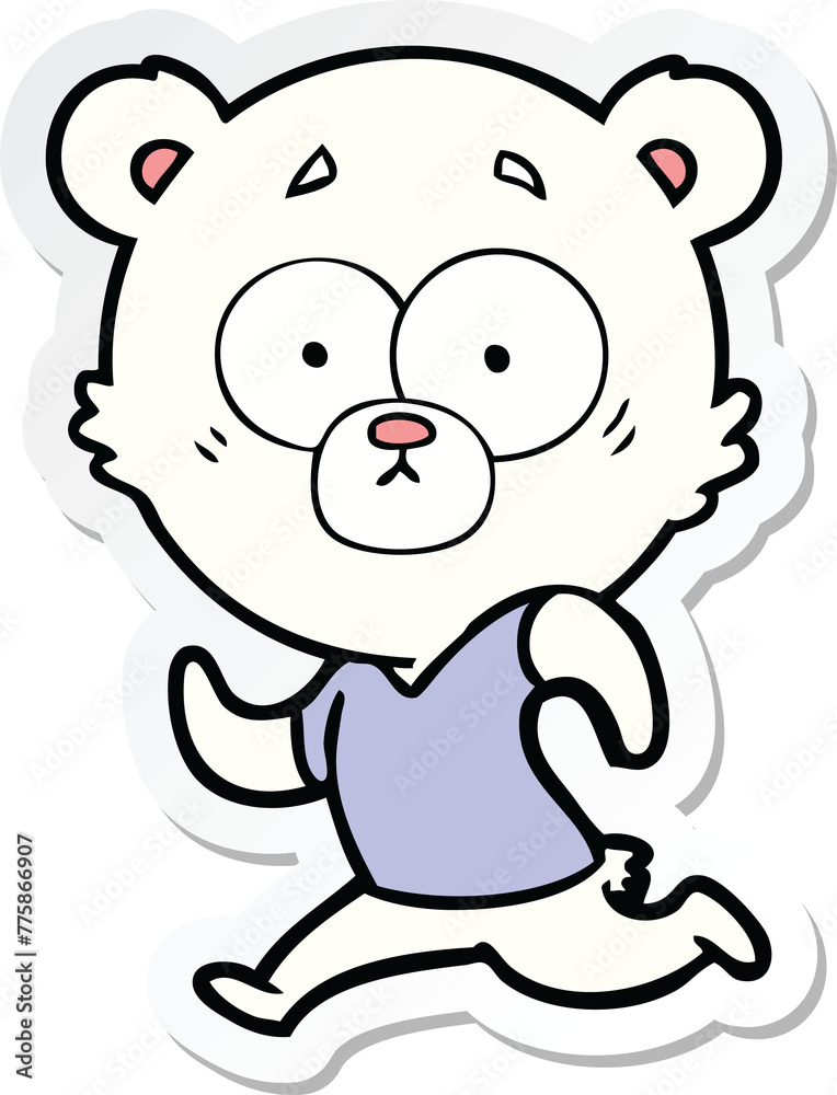 Fototapeta premium sticker of a surprised polar bear cartoon