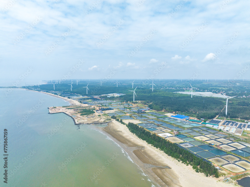 Wind power plant on the Baltic Sea coast in Zhanjiang, Guangdong, China Wind power plant on the Baltic Sea coast in Zhanjiang, Guangdong, China