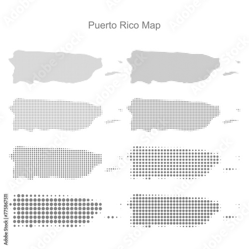 Puerto Rico Dotted map in different dot sizes