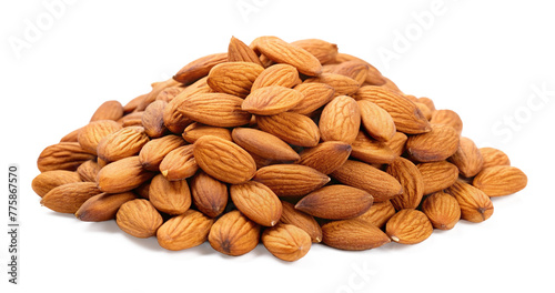 Pile of almonds isolated on transparent background