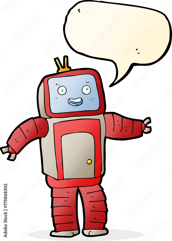 cartoon robot with speech bubble cartoon robot with speech bubble
