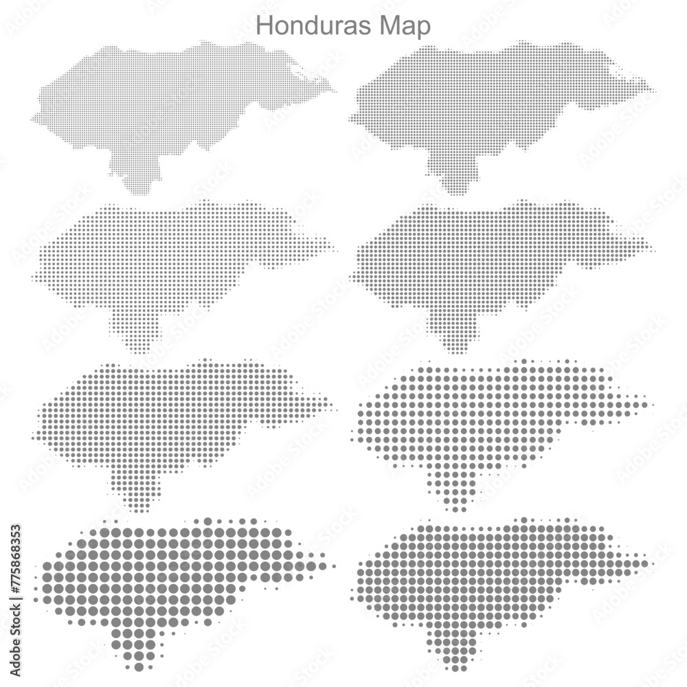 Honduras Dotted map in different dot sizes