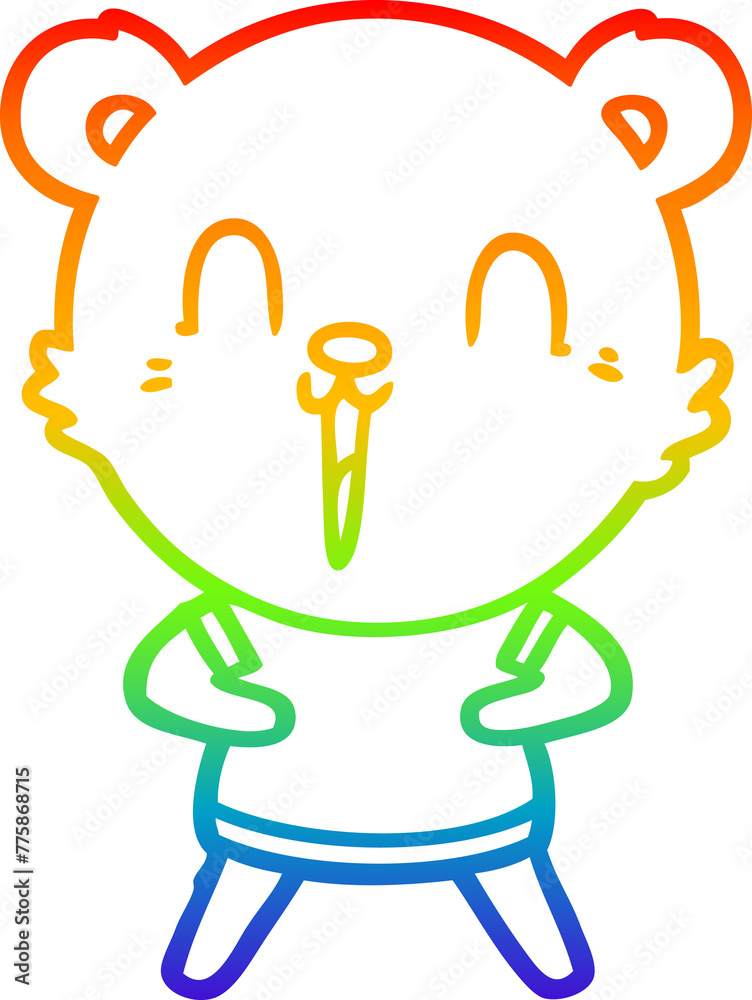 rainbow gradient line drawing of a happy cartoon bear rainbow gradient line drawing of a happy cartoon bear