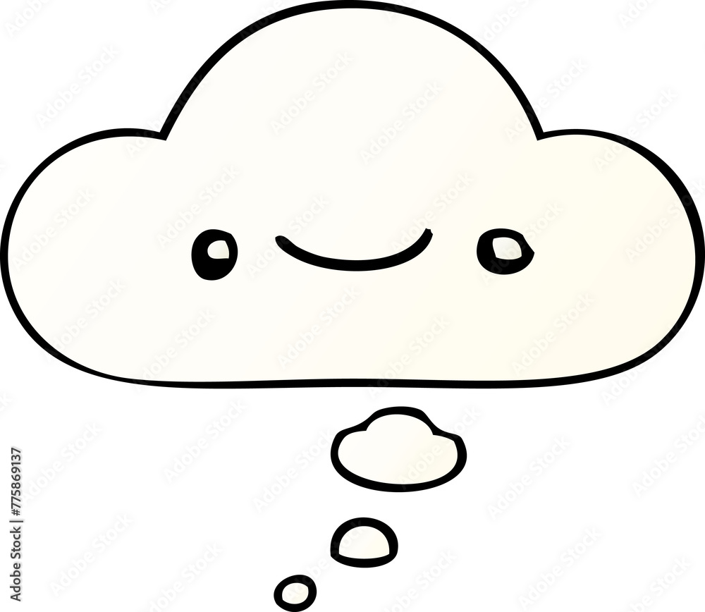 happy cartoon face with thought bubble in smooth gradient style happy cartoon face with thought bubble in smooth gradient style