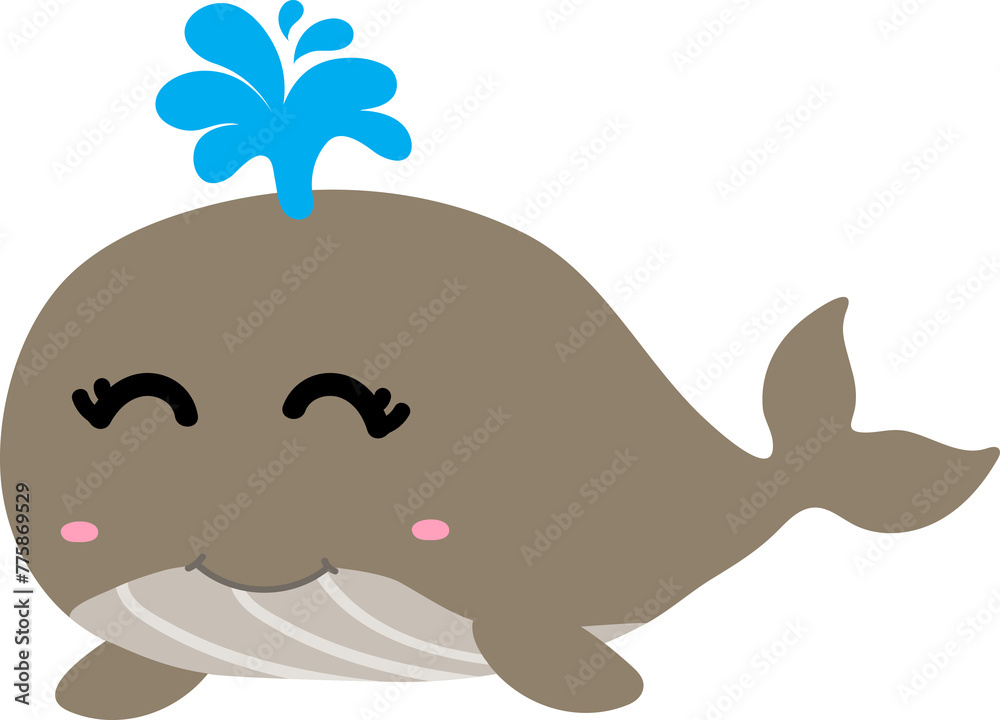 cute whale cartoon, sea animal