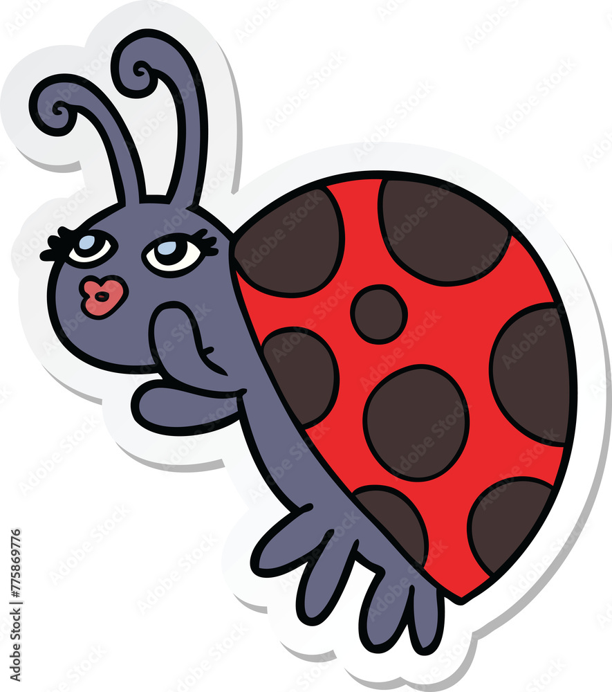 Obraz premium sticker of a cartoon ladybug