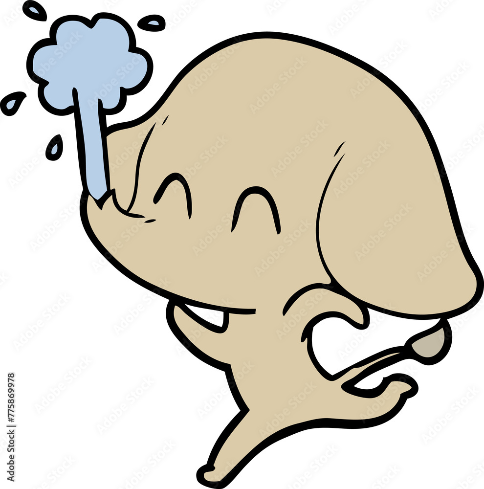 Obraz premium cute cartoon elephant spouting water