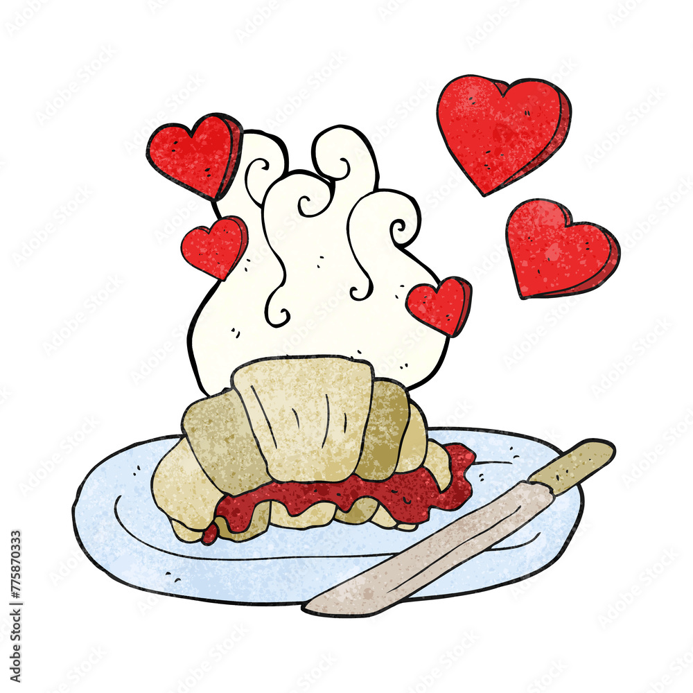 freehand textured cartoon tasty breakfast croissant freehand textured cartoon tasty breakfast croissant