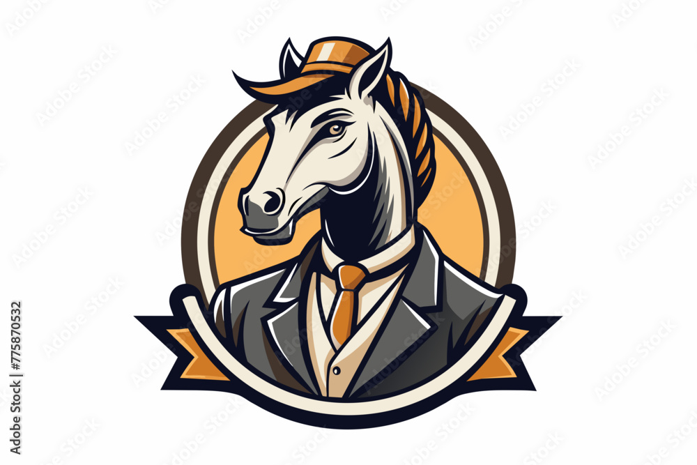 Vintage gentleman horse head logo vector illustration 