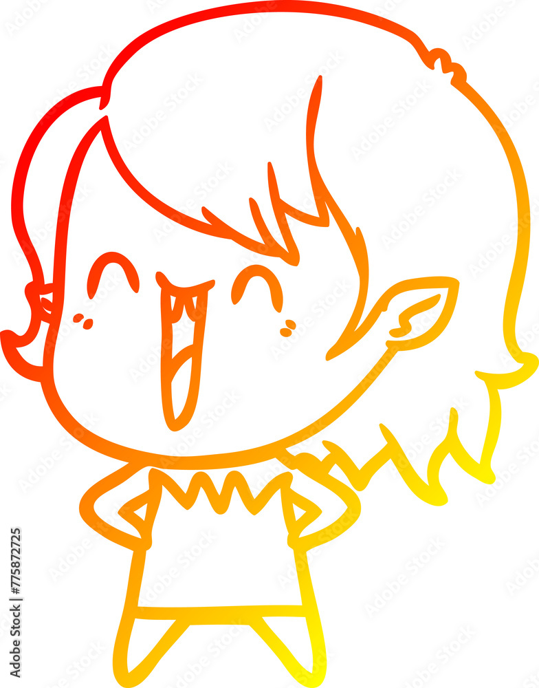 warm gradient line drawing of a cute cartoon happy vampire girl warm gradient line drawing of a cute cartoon happy vampire girl