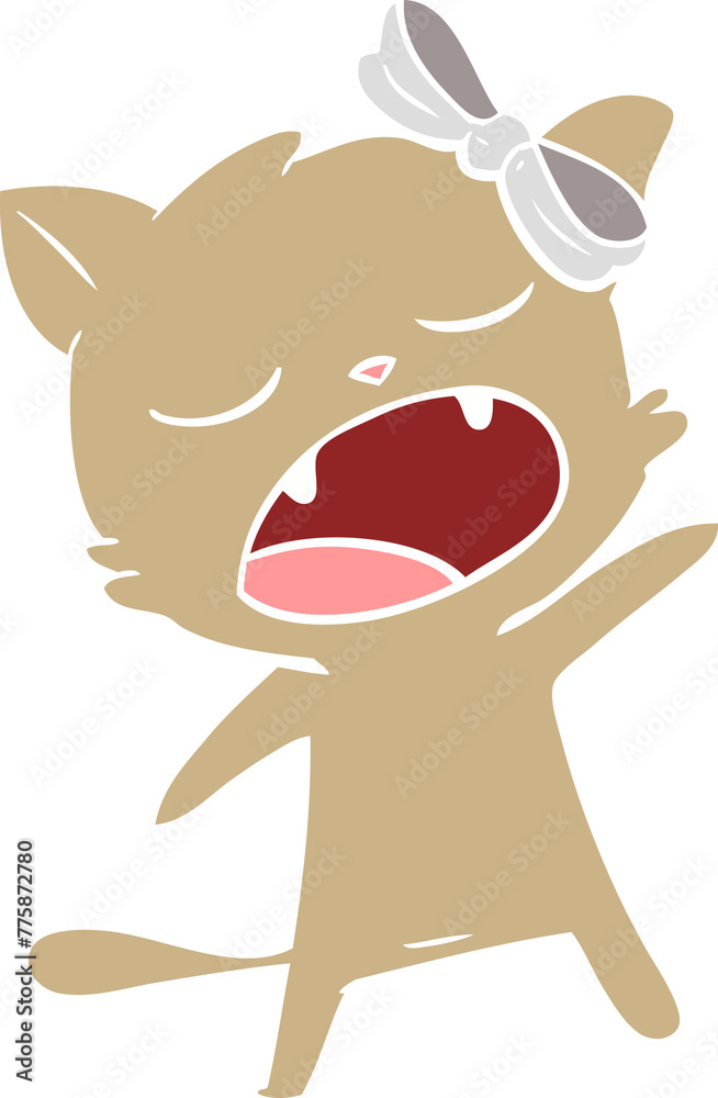 Obraz premium flat color style cartoon singing cat