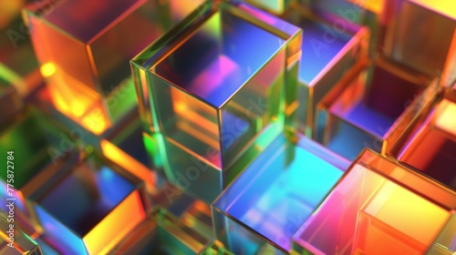 abstract colored glass cube blocks background