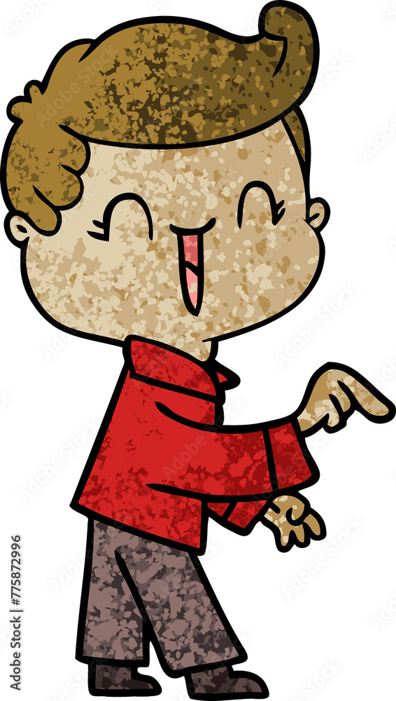 cartoon laughing boy pointing