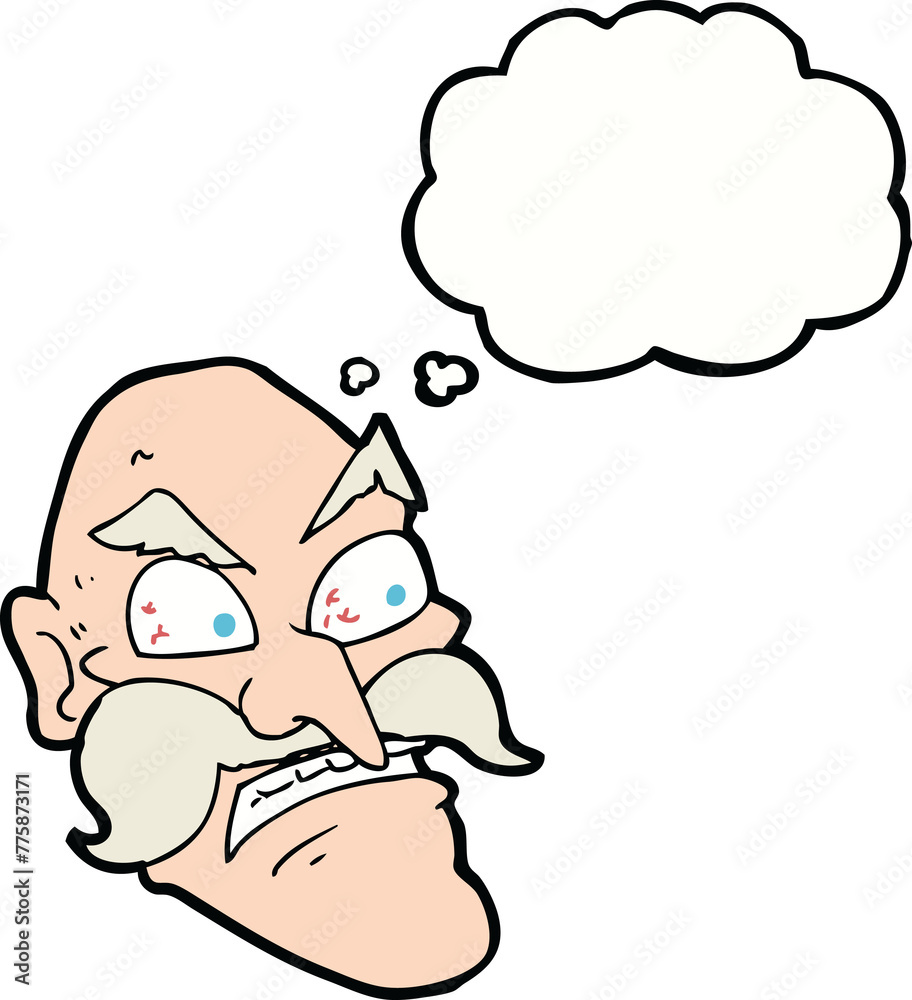 cartoon angry old man with thought bubble cartoon angry old man with thought bubble