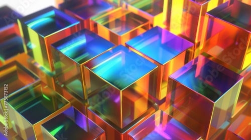 abstract colored glass cube blocks background