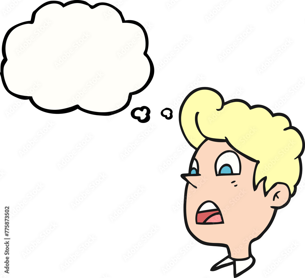 freehand drawn thought bubble cartoon shocked man freehand drawn thought bubble cartoon shocked man