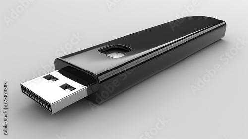 Simple Black of USB Flash Drive on a Clean Background photo