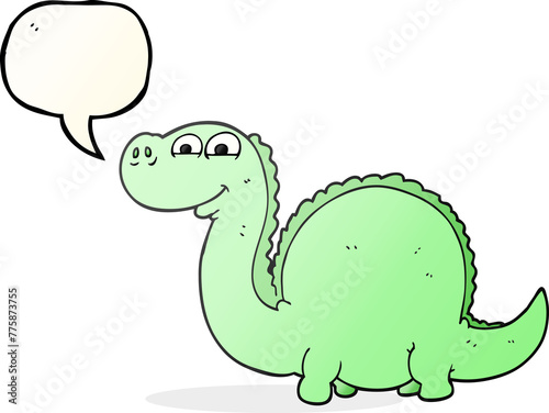 freehand drawn speech bubble cartoon dinosaur