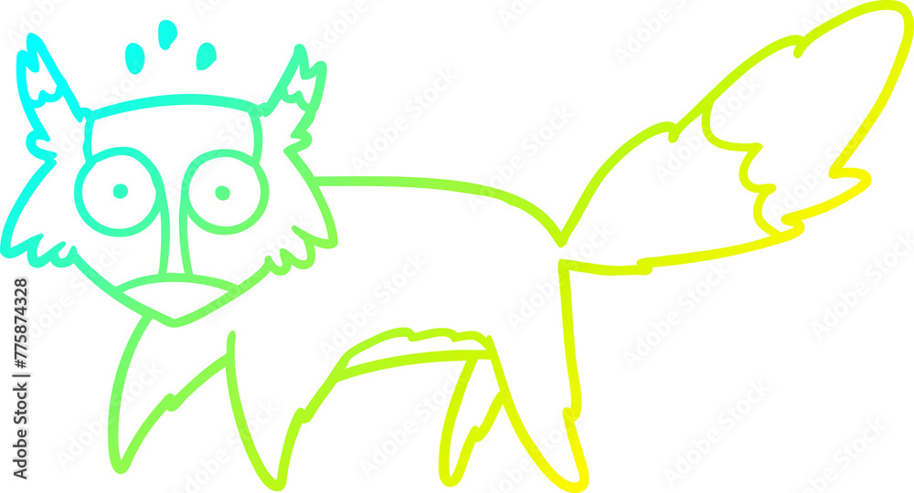 cold gradient line drawing of a cartoon startled fox cold gradient line drawing of a cartoon startled fox