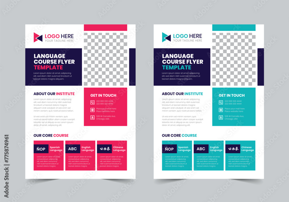 Modern Language Course Flyer Template | A4 | Print Ready