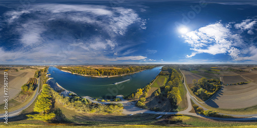 rhine river germany aerial 360° equirectangular vr environment rhineland palatinate altitude 120 meter photo