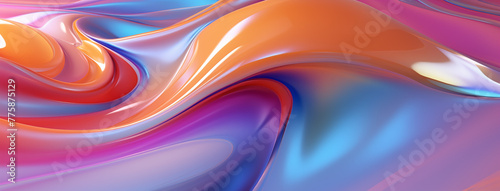 Abstract background colored stains and waves of liquid glossy paint	 photo