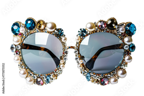 Luxurious sunglasses decorated with stunning pearls and shimmering jewels